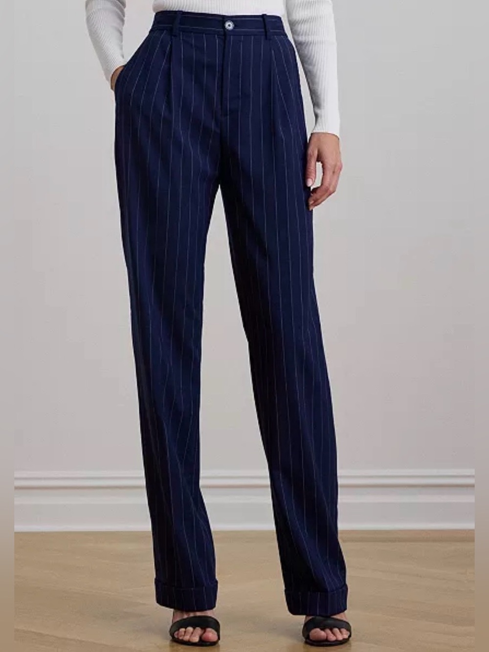 Lauren Ralph Lauren Women's Pinstripe Wool-Blend Twill Pants size 10